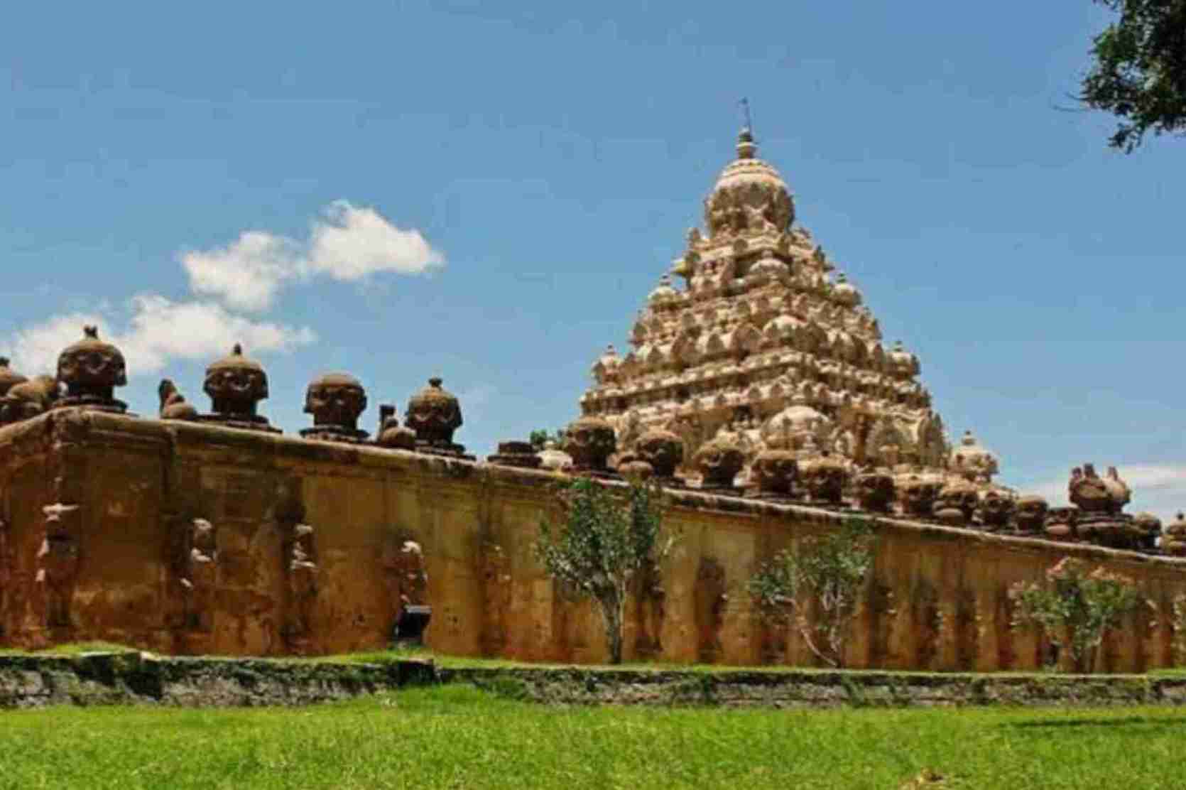 An ancient temple standing on green land