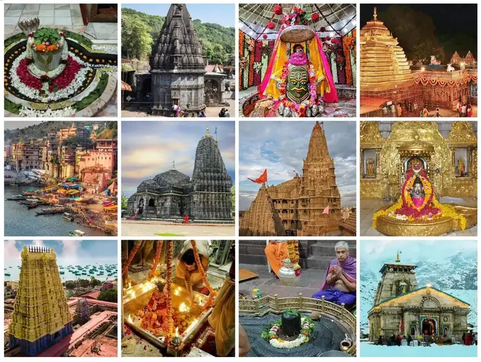 collage of photos of 12 jyotirlinga of the Lord Shiva