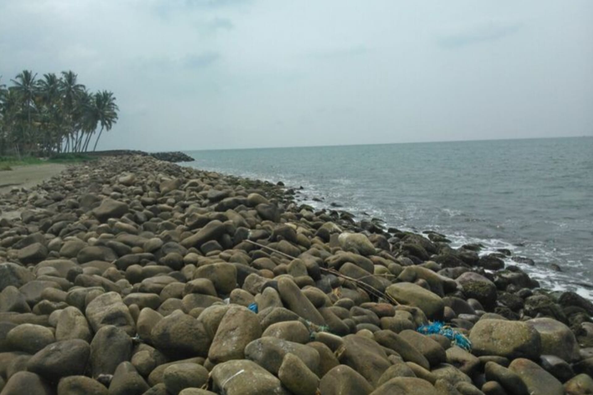 Plam trees and stones are visible on the side of the sea Famous Indian Beaches