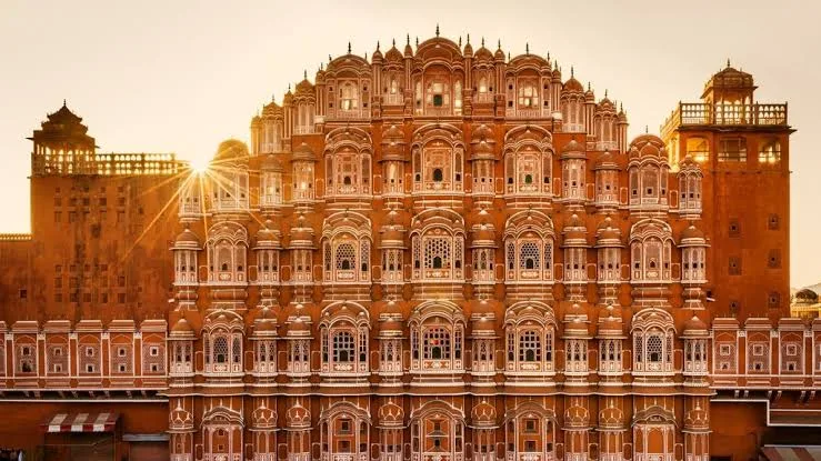 Jaipur's hawa mahal looks beautiful on the sunset and have a small windows on it